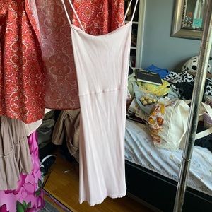 pink body-con lace up dress